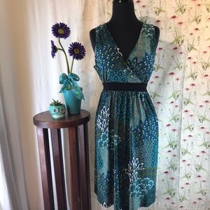 Apt 9 Ocean Colors Stretch Dress Medium V Neck